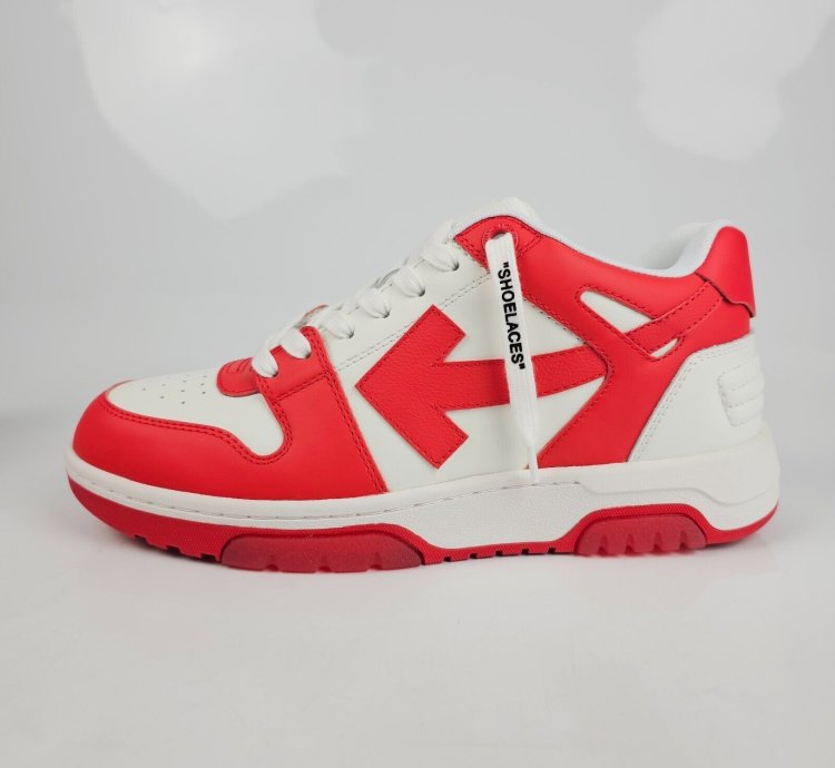 Off-white Out Of Office Men White And Red Sneakers New
