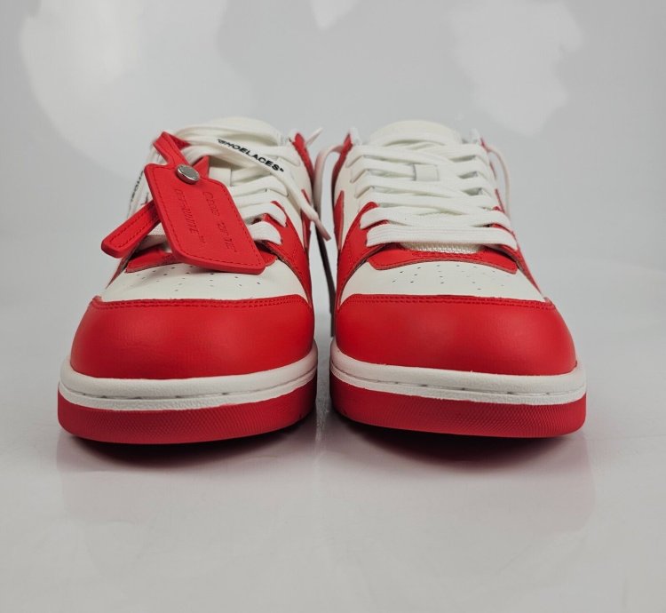 Off-white Out Of Office Men White And Red Sneakers New