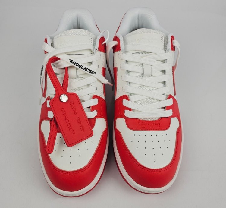 Off-white Out Of Office Men White And Red Sneakers New