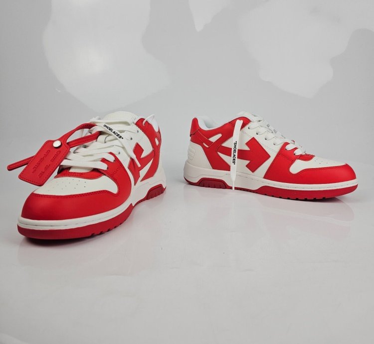 Off-white Out Of Office Men White And Red Sneakers New