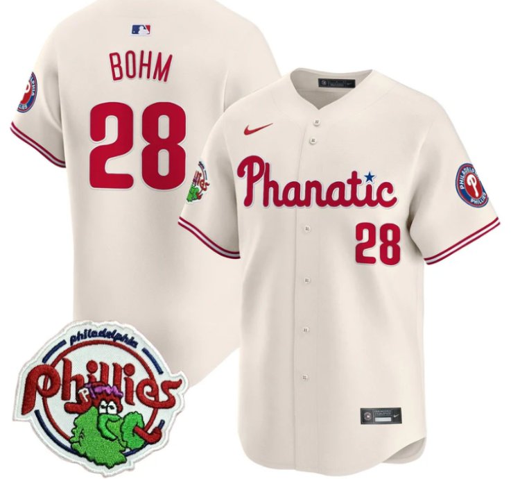 Alec Bohm Jersey 28 Phillies Phanatic Patch Vapor Premier Limited Stitched Cream