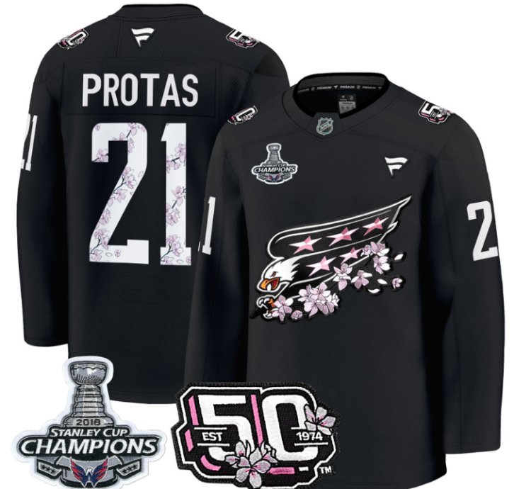 Aliaksei Protas Jersey 21 Washington Capitals 50th 2018 Stanley Cup Champions Patch Black