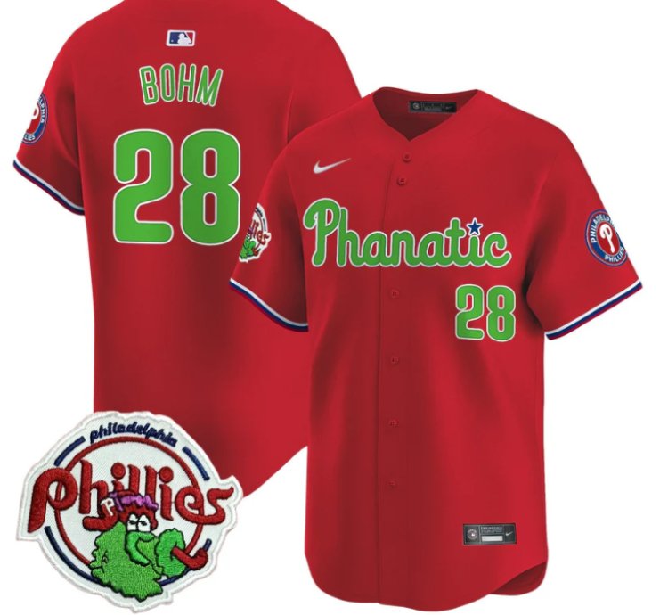 Alec Bohm Jersey 28 Phillies Phanatic Patch Vapor Premier Limited Stitched Red