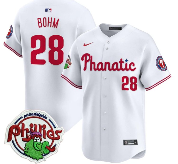 Alec Bohm Jersey 28 Phillies Phanatic Patch Vapor Premier Limited Stitched White