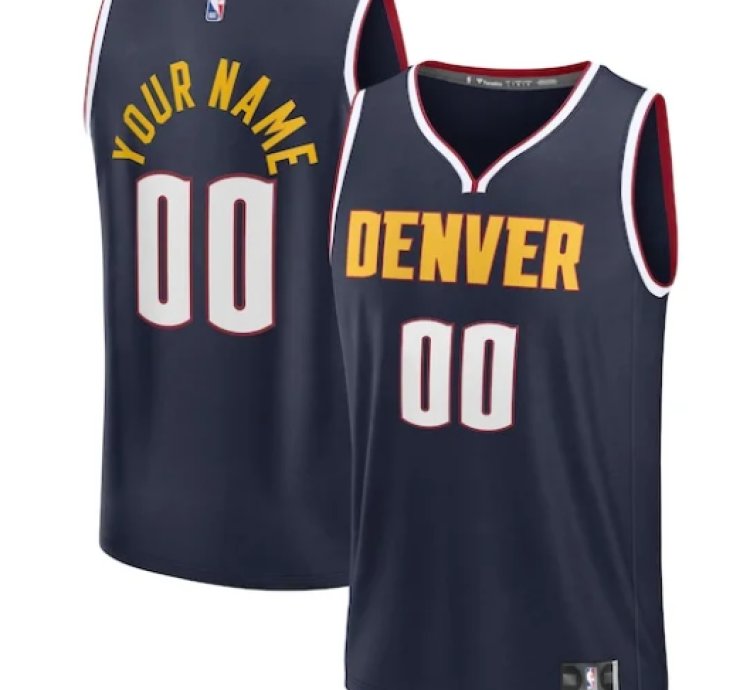 Denver Nuggets Fast Break Custom Jersey Icon Edition - Navy