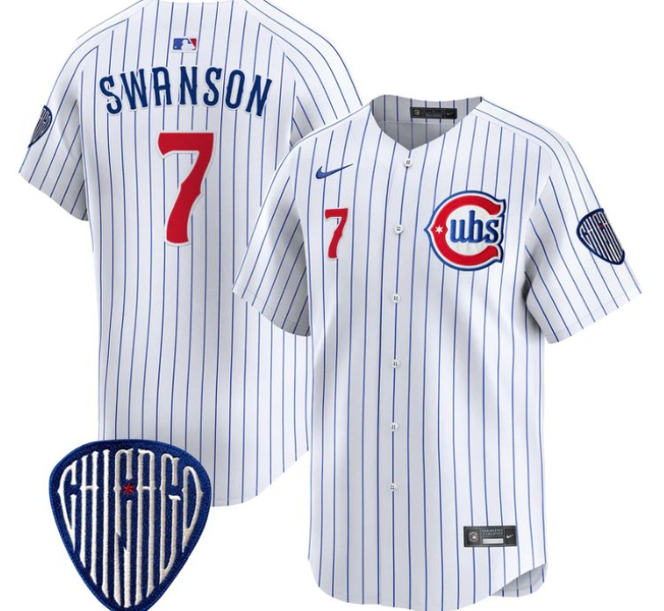 Dansby Swanson Jersey 7 Chicago Cubs Blue Alternate Vapor Premier Limited Stitched Pinstripe