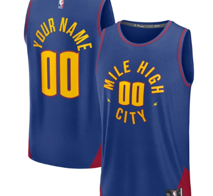 Denver Nuggets Fast Break Custom Jersey Icon Edition - Blue