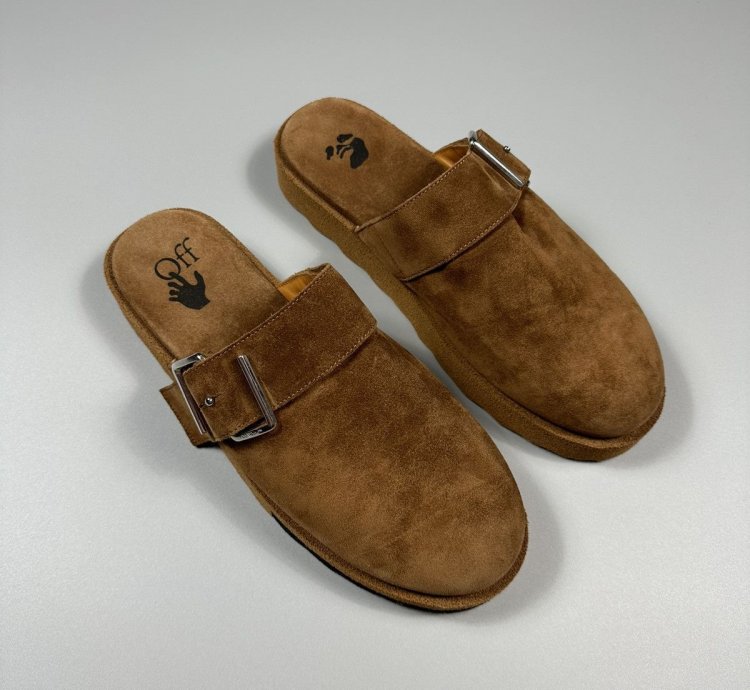 Off-white Virgil Abloh Suede Sponge Mules Clogs