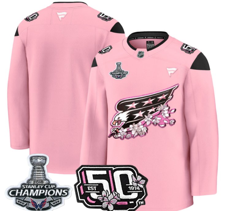 Team Jersey Washington Capitals 50th 2018 Stanley Cup Champions Patch Stitched Cherry Blossom