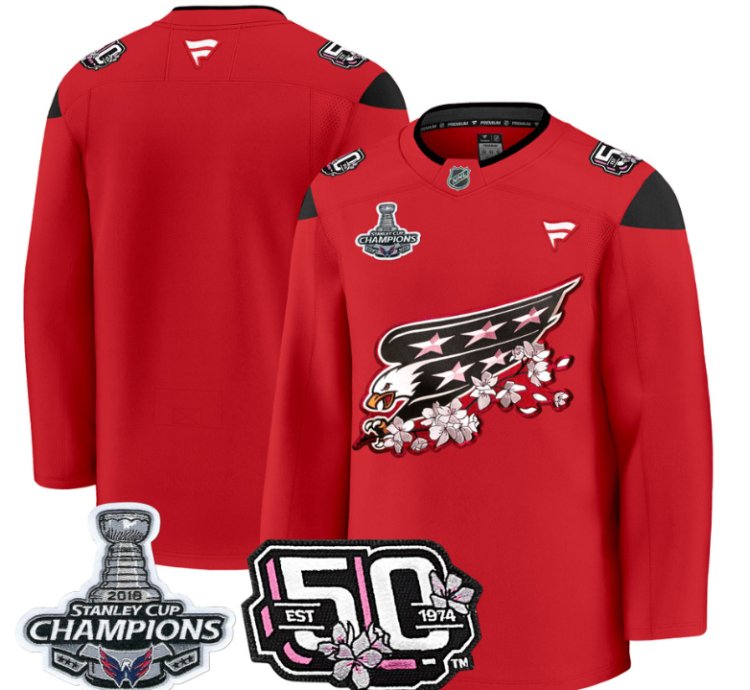 Team Jersey Washington Capitals 50th 2018 Stanley Cup Champions Patch Stitched Red