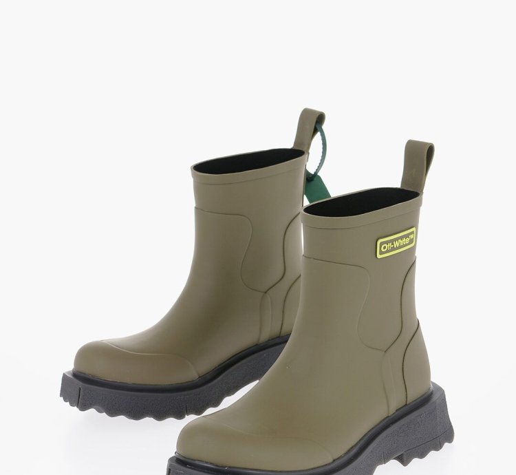 Og1mm0824 Rubber Logo Sponge Booties In Military Green