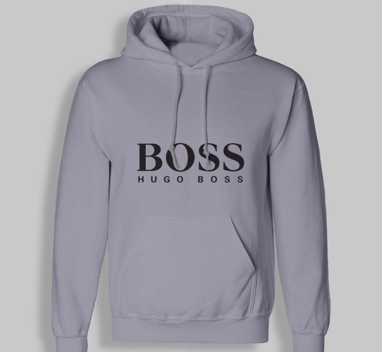 Hugo Boss Logo Unisex Grey Hoodie - Size Usa