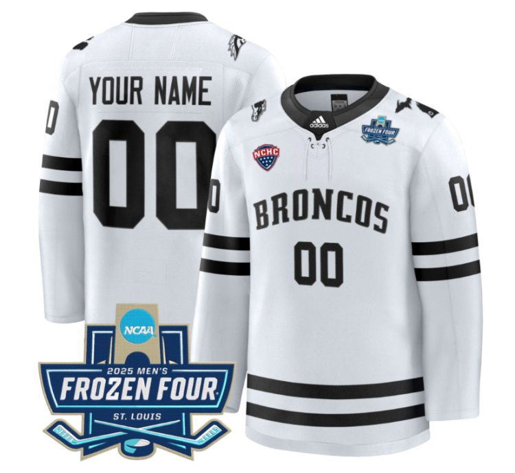 Custom Western Michigan Broncos Jersey 2025 Frozen Four Patch Stitched White