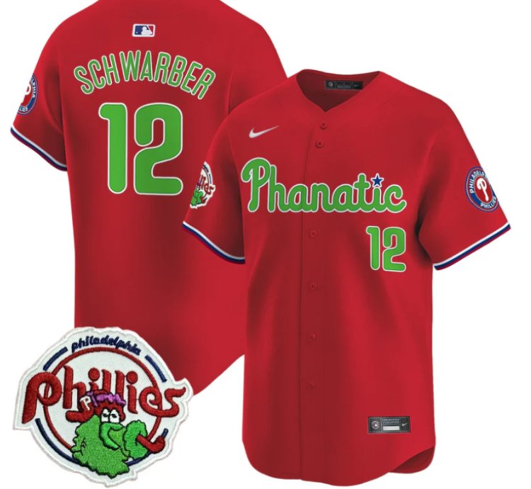 Kyle Schwarber Jersey 12 Phillies Phanatic Patch Vapor Premier Limited Stitched Red
