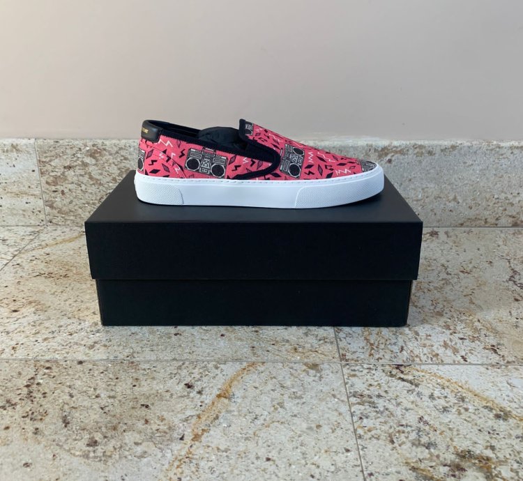 Radio Print Slip On Venice Trainer In Pink