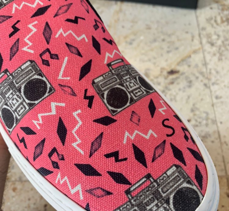 Radio Print Slip On Venice Trainer In Pink