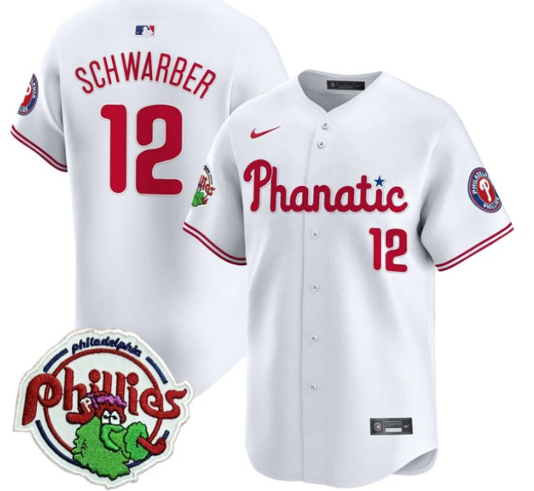 Kyle Schwarber Jersey 12 Phillies Phanatic Patch Vapor Premier Limited Stitched White