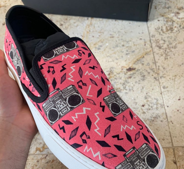 Radio Print Slip On Venice Trainer In Pink