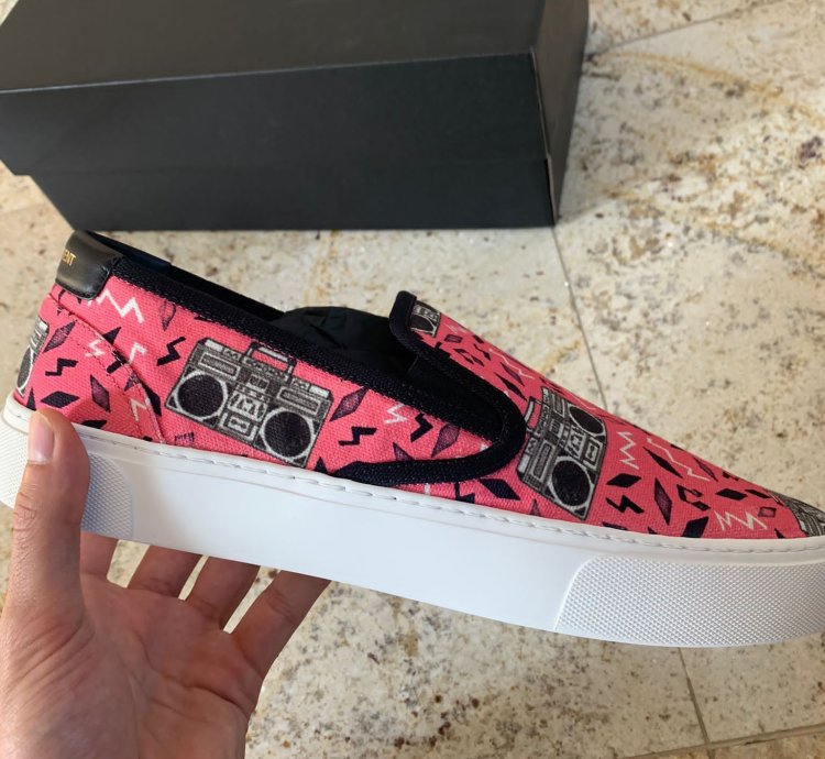 Radio Print Slip On Venice Trainer In Pink