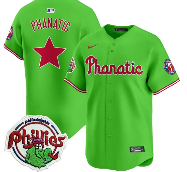 Phanatic Jersey Phillies Phanatic Patch Vapor Premier Limited Stitched Green