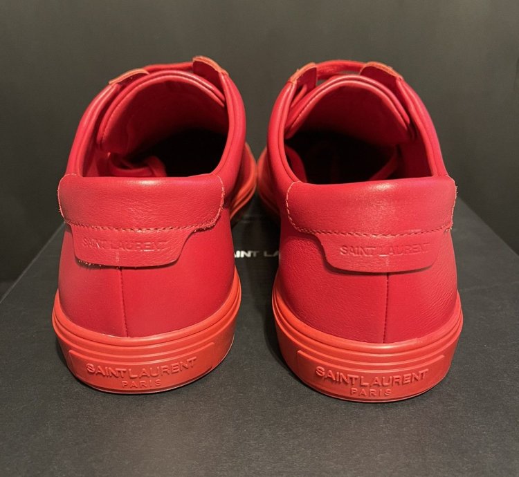 Rare Saint Laurent Andy Low Top Sneaker Men Sz 42 Red 9 Us