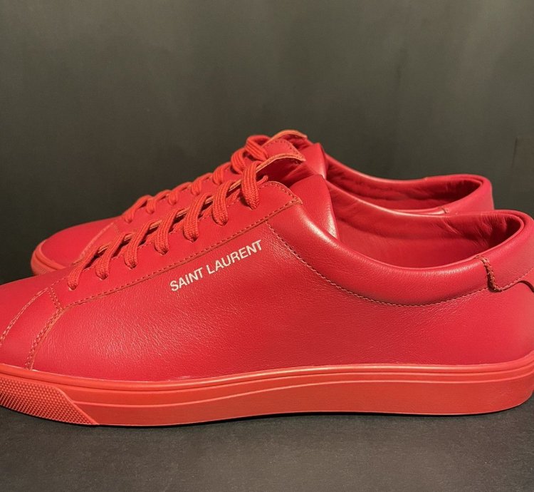 Rare Saint Laurent Andy Low Top Sneaker Men Sz 42 Red 9 Us