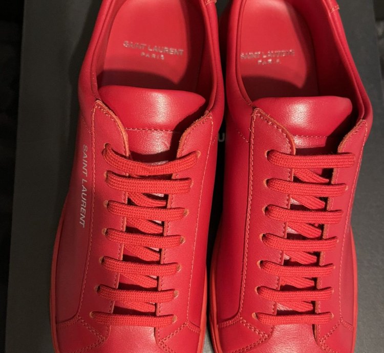 Rare Saint Laurent Andy Low Top Sneaker Men Sz 42 Red 9 Us