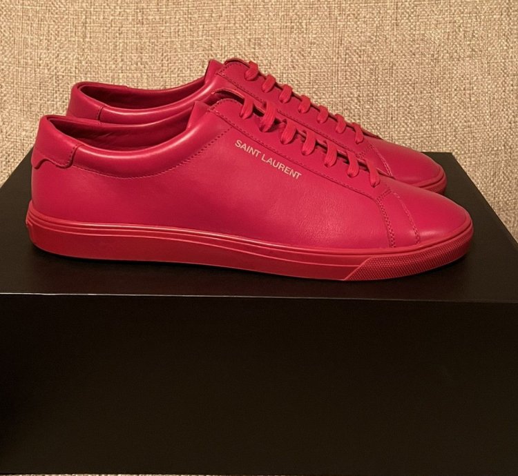 Rare Saint Laurent Andy Low Top Sneaker Men Sz 42 Red 9 Us