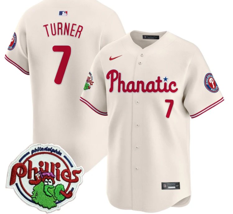 Trea Turner Jersey 7 Phillies Phanatic Patch Vapor Premier Limited Stitched Cream