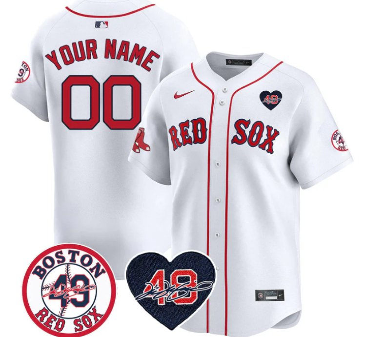 Custom Boston Red Sox Jersey Tim Wakefield Memorial Patch Stitched White