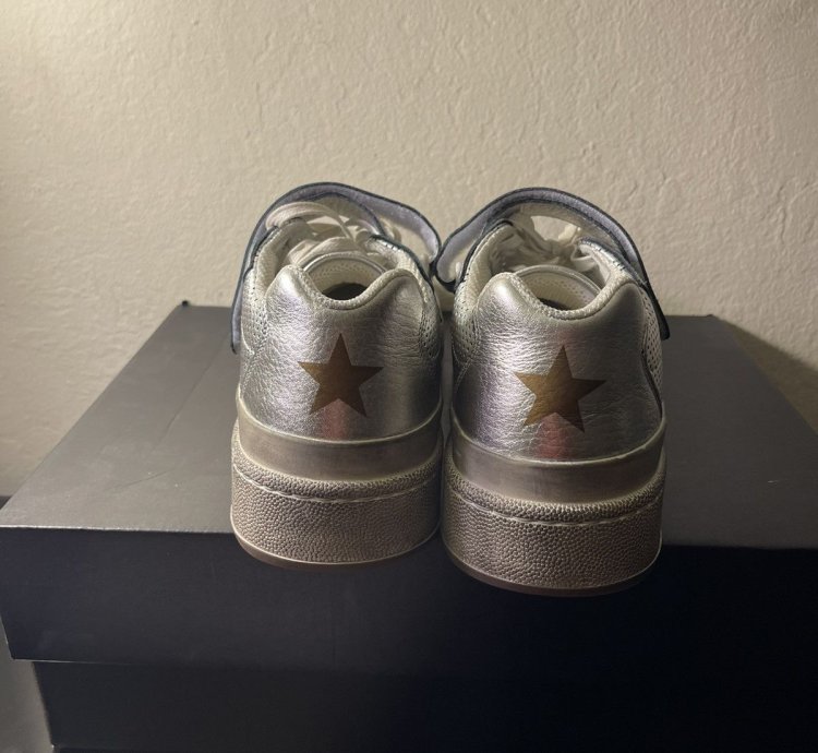 Saint Laurent - Sl24 Silver Worn-look Sneakers
