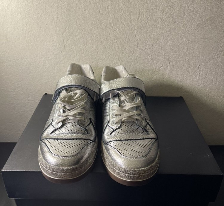 Saint Laurent - Sl24 Silver Worn-look Sneakers