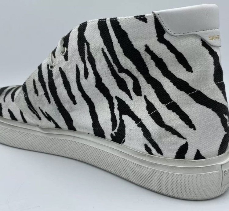 Saint Laurent Ace High Tops With Zebra Print Size 43 Nib