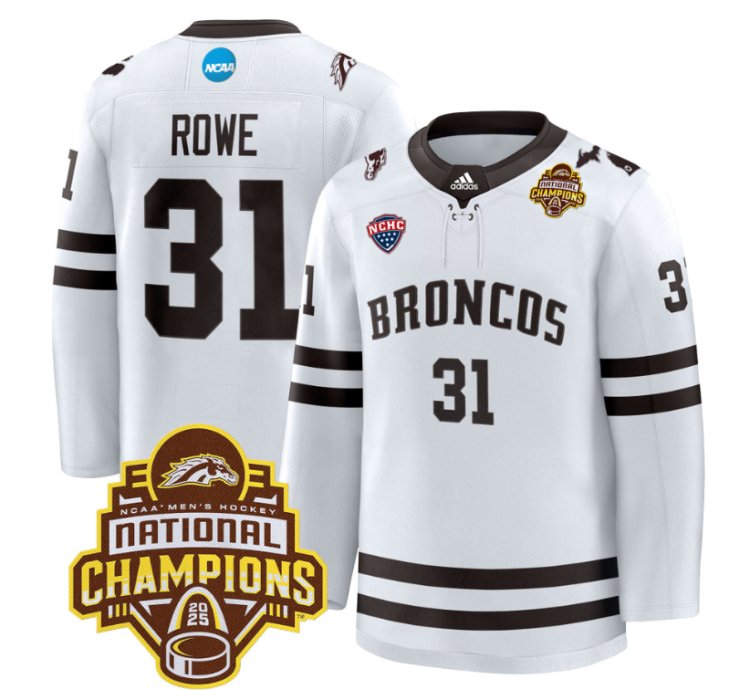 Cameron Rowe Jersey 31 Western Michigan Broncos 2025 National Champions Patch Premium Stitched White