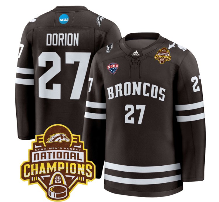 Dan Dorion Jersey 27 Western Michigan Broncos 2025 National Champions Patch Premium Stitched Brown