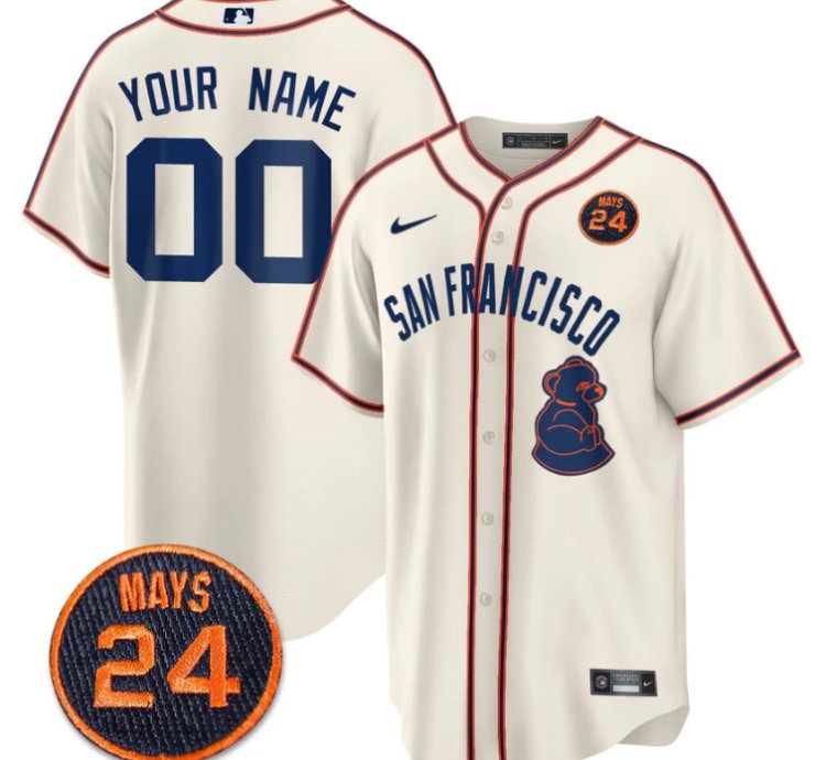 Custom San Francisco Giants Jersey 24 Willie Mays Patch 2024 Vapor Premier Limited Cream
