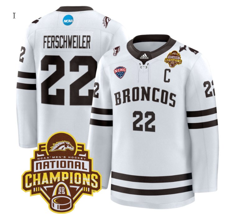 Pat Ferschweiler Jersey 22 Western Michigan Broncos 2025 National Champions Patch Premium Stitched White