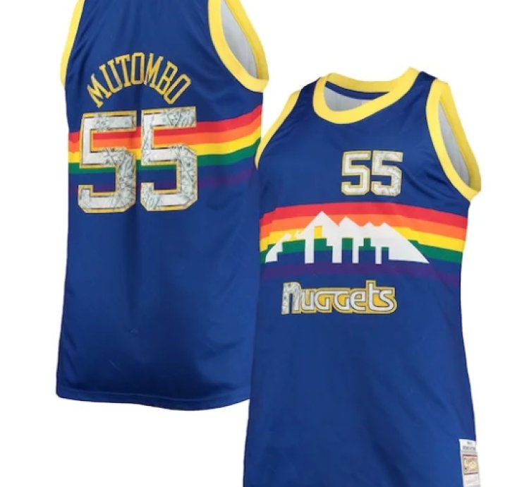 Dikembe Mutombo Denver Nuggets Big Tall 199192 Nba 75th Anniversary Diamond Swingman Jersey - Blue
