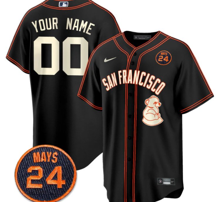 Custom San Francisco Giants Jersey 24 Willie Mays Patch 2024 Vapor Premier Limited Black Limited