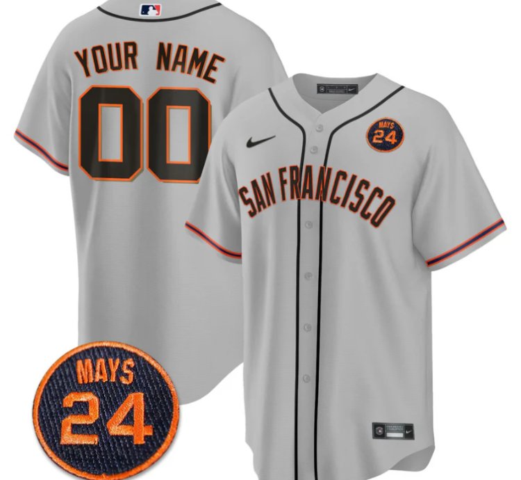 Custom San Francisco Giants Jersey 24 Willie Mays Patch 2024 Vapor Premier Limited Gray