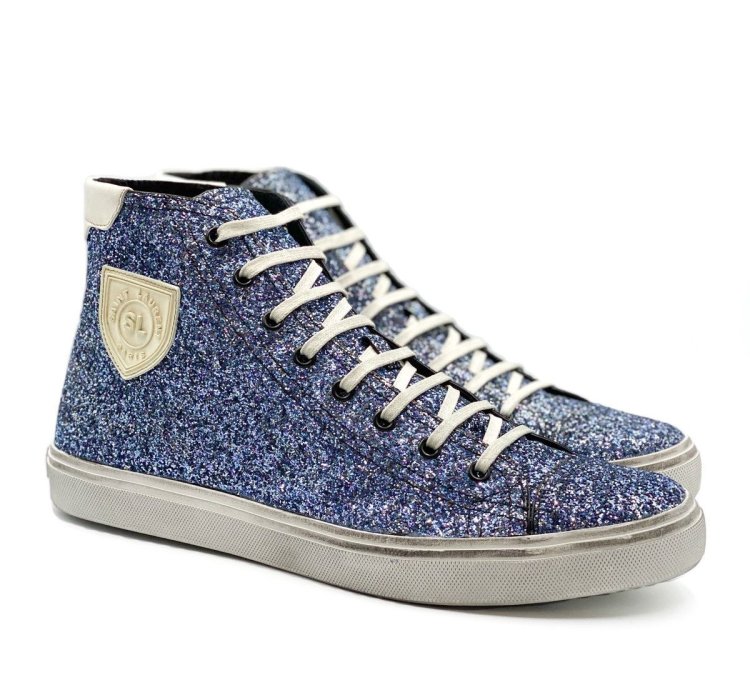 Saint Laurent Bedford Blue Glitter Sneaker