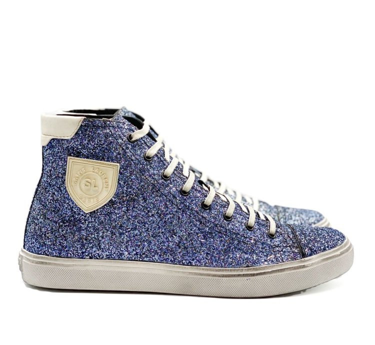 Saint Laurent Bedford Blue Glitter Sneaker