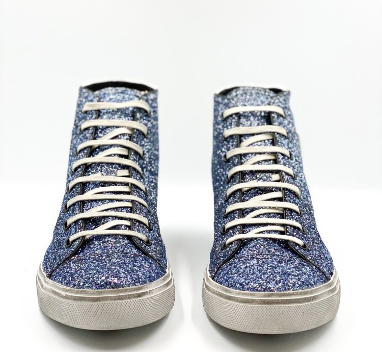 Saint Laurent Bedford Blue Glitter Sneaker