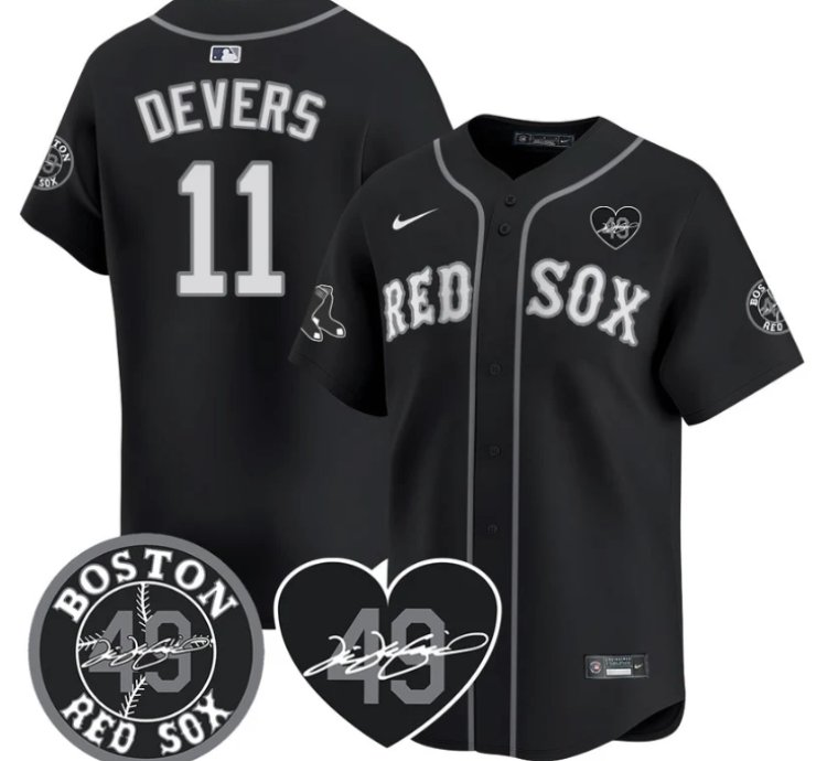 Rafael Devers Jersey 11 Boston Red Sox Tim Wakefield Memorial Patch Stitched Black
