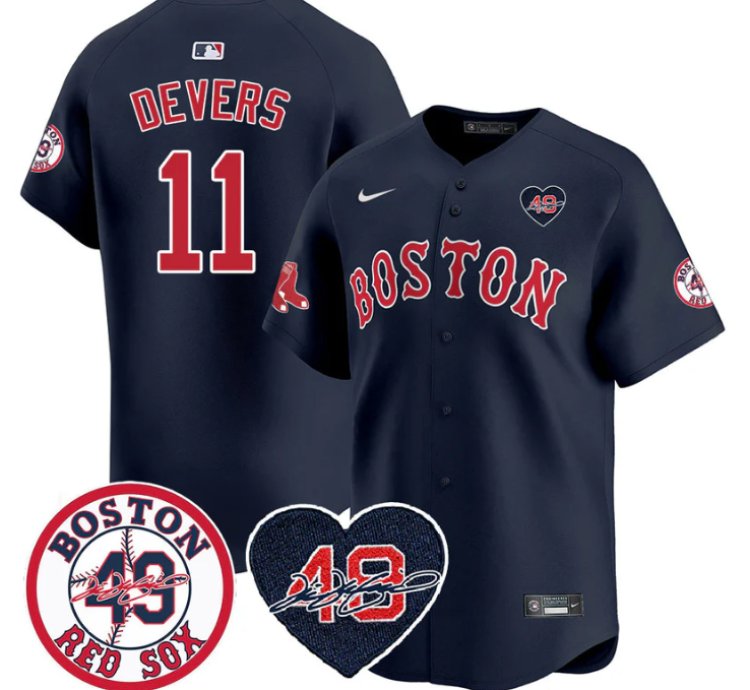 Rafael Devers Jersey 11 Boston Red Sox Tim Wakefield Memorial Patch Stitched Navy