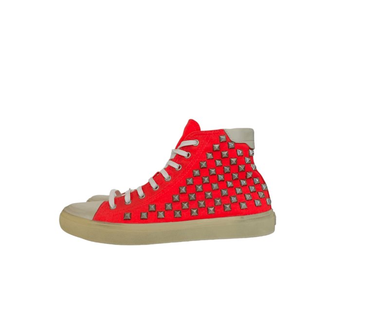 Saint Laurent Bedford Red Studded Sneakers