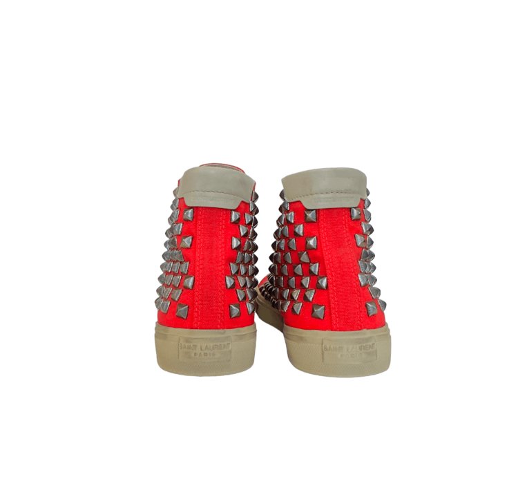 Saint Laurent Bedford Red Studded Sneakers