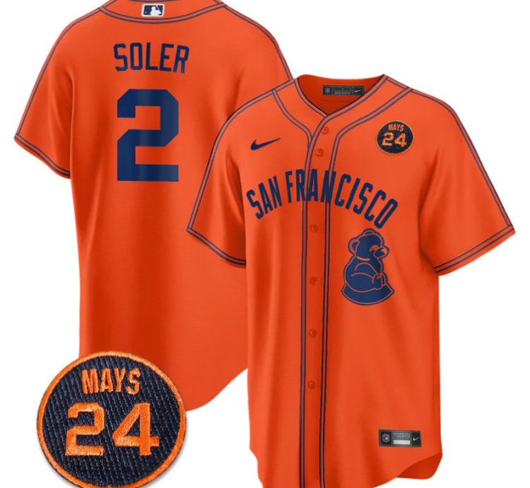 Jorge Soler Jersey 2 San Francisco Giants 24 Willie Mays Patch 2024 Vapor Premier Orange Limited