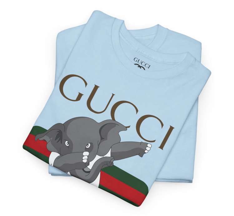 Gucci Elephant Light Blue T-shirt - Size Usa