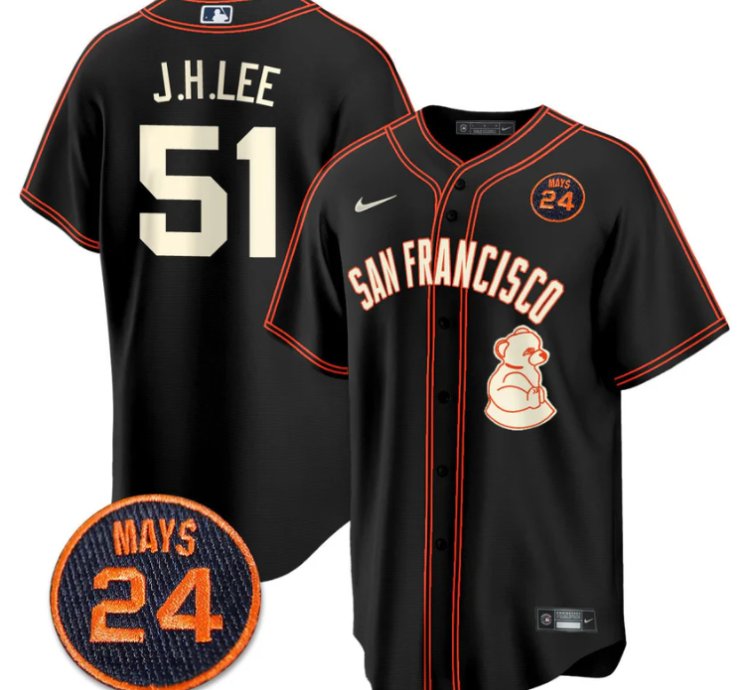 Jung-hoo Lee Jersey 51 San Francisco Giants 24 Willie Mays Patch 2024 Premier Black Limited